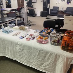 BEAT Physical Therapy - Table of various snacks and goodies for patients (this is not out all of the time, I'm guessing it was just for today.)