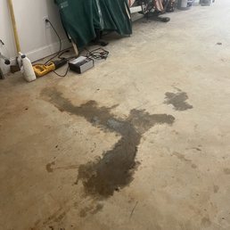 The mess that Jiffy Lubes bad oil job left on my garage floor. The mess that Jiffy Lubes bad oil job left on my garage floor.