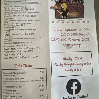 Tj's Pizzeria - Menu - Pizza Near Me - Winthrop, Maine