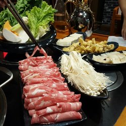 Mr Beef Hot Pot - Lamb, veggie platter, enoki, tofu, tofu skin