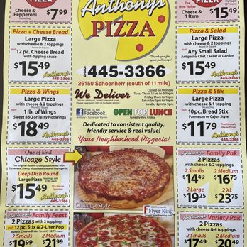Anthony's Pizza - pizza prices - Pizza Near Me - Warren, Michigan