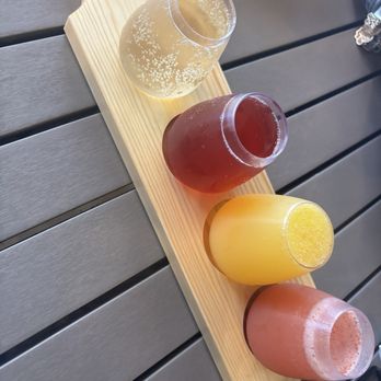 Dandelion Cafe - mimosa flight - ( left to right ) 1. honey lavender 7/10 2. hibiscus 10/10 3. OJ 8/10 4. Strawberry 7/10 - Coffee & Tea Near Me - Bellaire, Texas Dandelion Cafe - mimosa flight - ( left to right ) 1. honey lavender 7/10 2. hibiscus 10/10 3. OJ 8/10 4. Strawberry 7/10 - Coffee & Tea Near Me - Bellaire, Texas