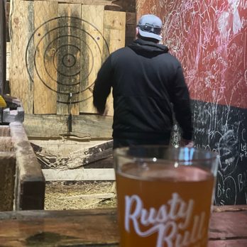 Chucktown Activities - Our lane and a beverage from the attached brewery - Axe Throwing Near Me - North Charleston, South Carolina