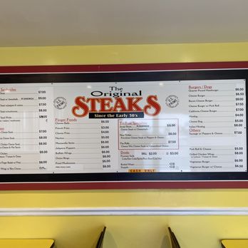 The Original Steaks - a menu on the wall - Burgers Near Me - Seaside Heights, New Jersey The Original Steaks - a menu on the wall - Burgers Near Me - Seaside Heights, New Jersey