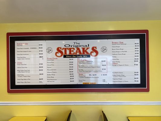 Menu photo 1 The Original Steaks Seaside Heights, NJ Menu photo 1 The Original Steaks Seaside Heights, NJ