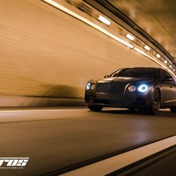 Platinum Automotive Wraps - Silver Bently Flying Spur Wrapped in 3M Black/Gold