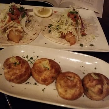 Fado Irish Pub - Harp battered fish tacos and jalapeño-jack cheese puffs. - Irish Near Me - Chicago, Illinois
