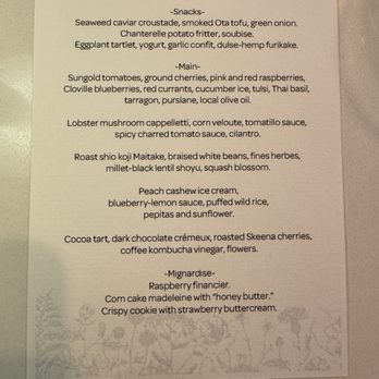 Astera - Tonight's menu - Cocktail Bars Near Me - Portland, Oregon