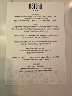Menu photo 6 Astera Portland, OR