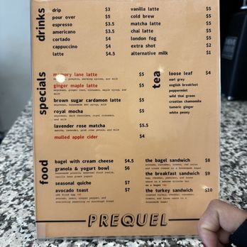 Prequel Cafe - Menu 11.12.2023 - Bakeries Near Me - Chicago, Illinois Prequel Cafe - Menu 11.12.2023 - Bakeries Near Me - Chicago, Illinois