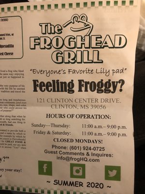 Menu photo 5 The Froghead Grill Clinton, MS Menu photo 5 The Froghead Grill Clinton, MS