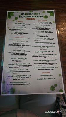 Menu photo 1 Jack Demsey's New York, NY Menu photo 1 Jack Demsey's New York, NY