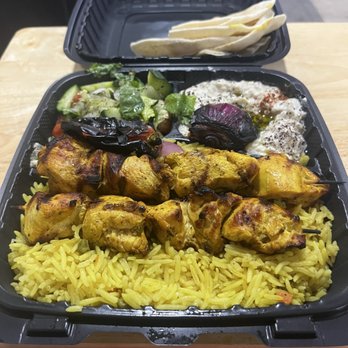 Golden Grill - Chicken kabob with Eggplant Tabbouleh - Lebanese Near Me - Fresno, California