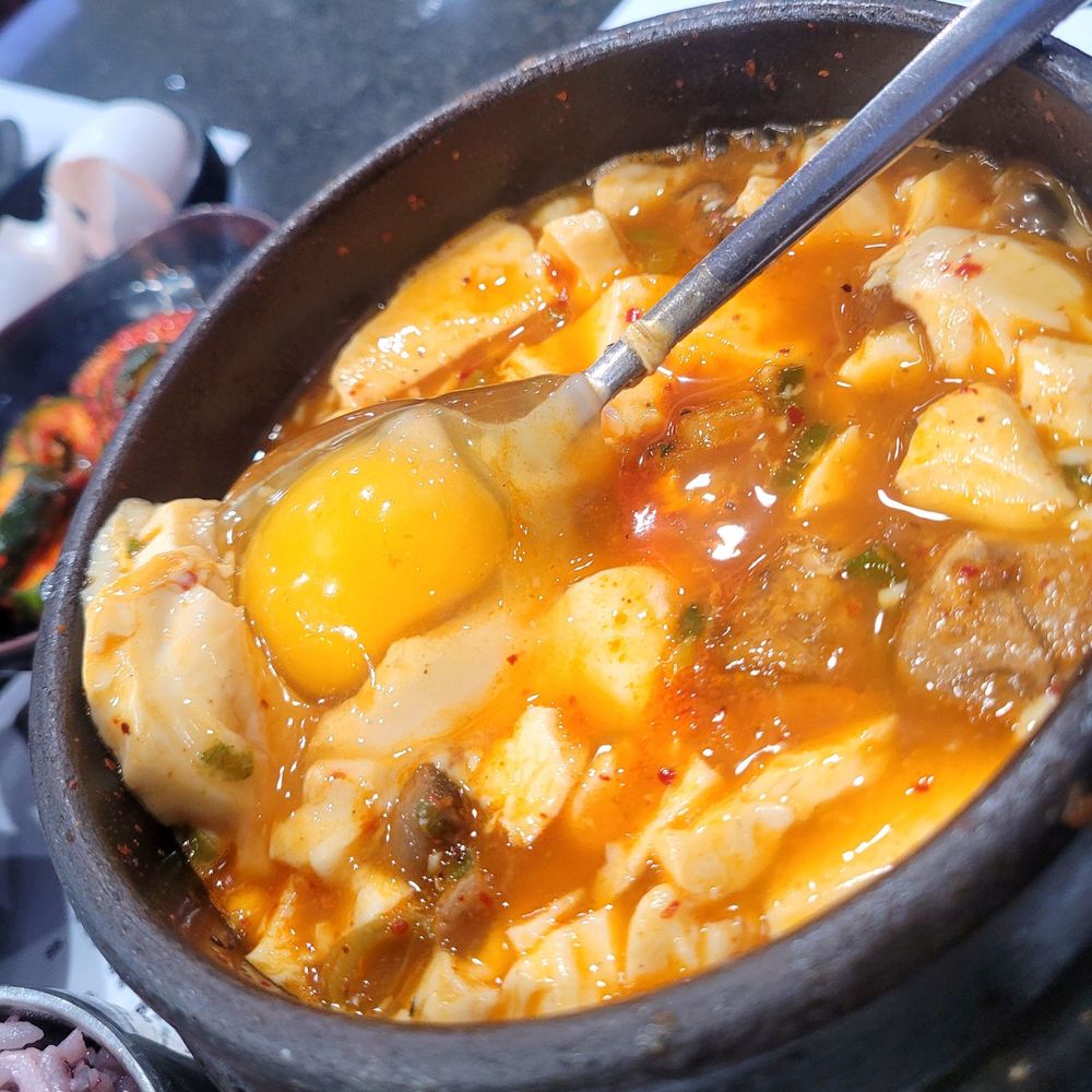 Tofu Bean Korean BBQ - Mushroom tofu soup, part of combo - Korean Near Me - Rowland Heights, California