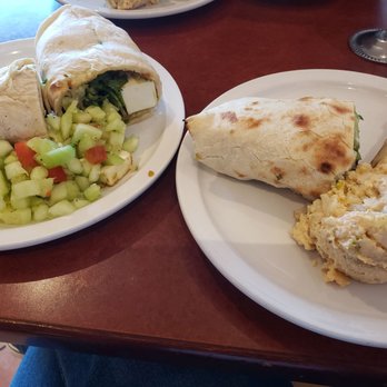 Chaat Cafe - Paneer wrap on the left with cucumber salad. Veggie wrap on the right with potato salad. - Indian Near Me - San Jose, California Chaat Cafe - Paneer wrap on the left with cucumber salad. Veggie wrap on the right with potato salad. - Indian Near Me - San Jose, California