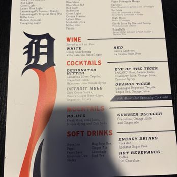 Comerica Park - Tigers Den drinks menu on April 13, 2026 - Stadiums & Arenas Near Me - Detroit, Michigan Comerica Park - Tigers Den drinks menu on April 13, 2026 - Stadiums & Arenas Near Me - Detroit, Michigan