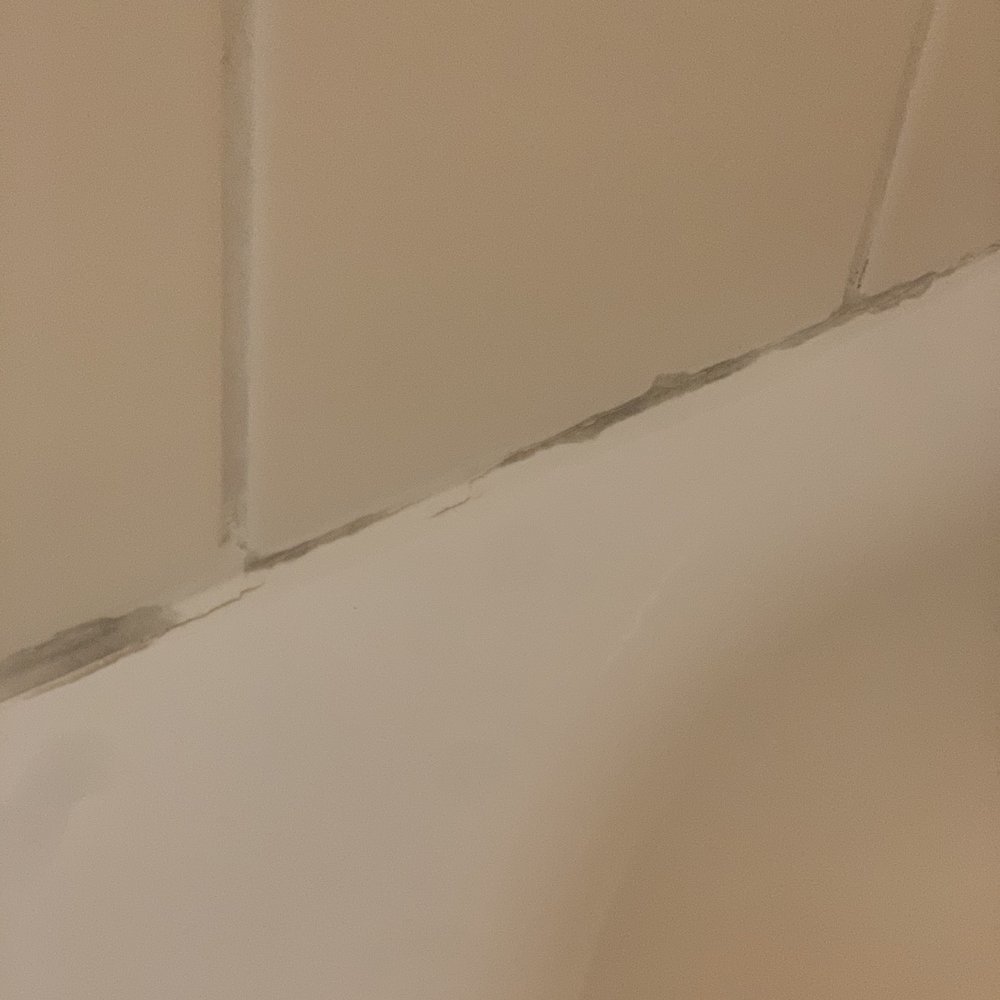 Moldy shower grout. Moldy shower grout.