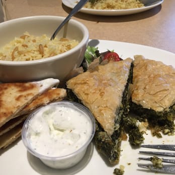 Electra's Cafe - Athenean Sampler without the Pastitsio and extra rice. - Greek Near Me - Lenox, Massachusetts Electra's Cafe - Athenean Sampler without the Pastitsio and extra rice. - Greek Near Me - Lenox, Massachusetts