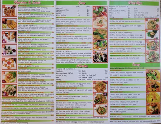 Photo of Thai Thai Restaurant - Fallbrook, CA, US. Menu 1