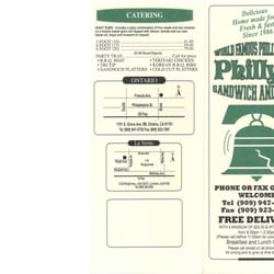 Philly's Sandwich & Grill - Menu Page 1