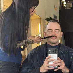 Local Honey - Mustache trim with Celina and Haircut