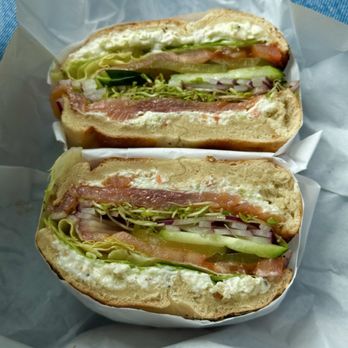 City Bagels - Lox sandwich on everything bagel with veggie cream cheese - Bagels Near Me - San Jose, California
