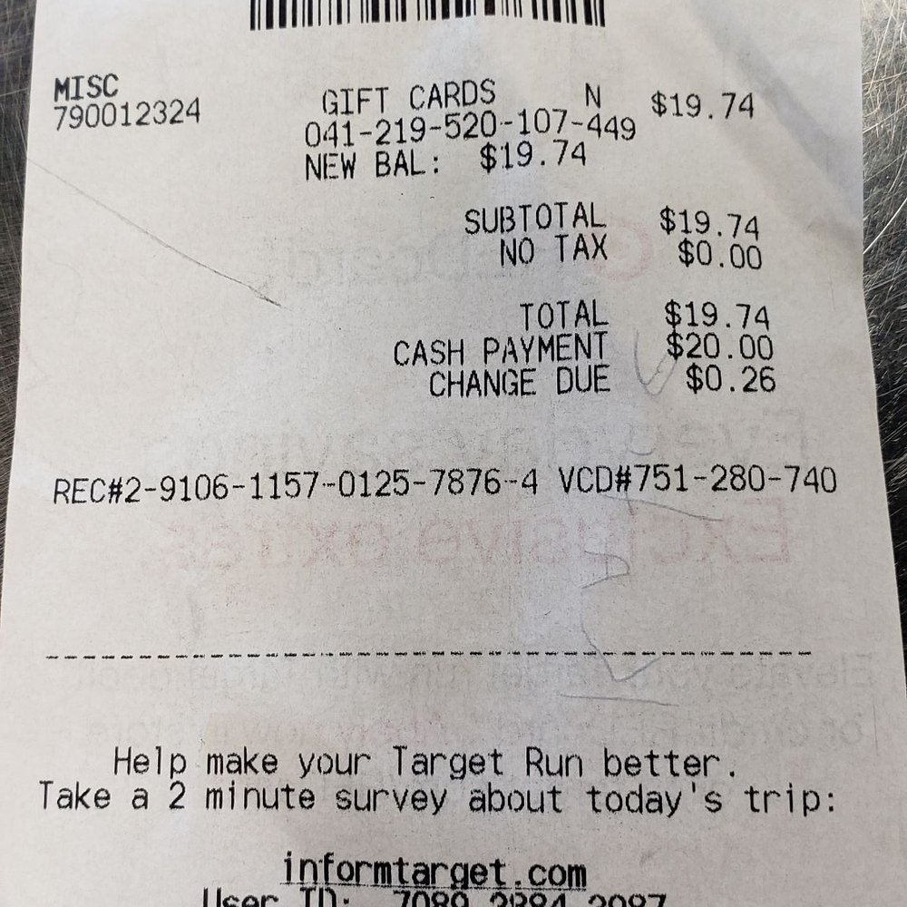 My transaction receipt