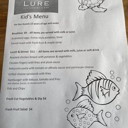 Current Kid's Menu