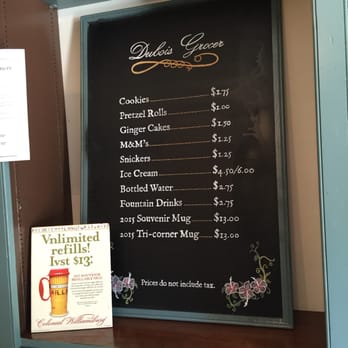 M. Dubois Grocer - menu and price list - Desserts Near Me - Williamsburg, Virginia M. Dubois Grocer - menu and price list - Desserts Near Me - Williamsburg, Virginia