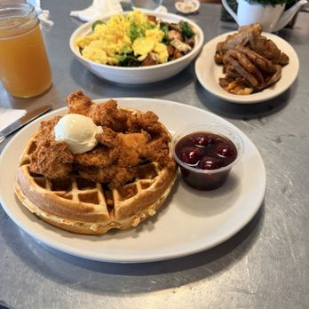 Bacon & Butter - Chicken waffle! Large portion and very tasty with cherry cola syrup! - Breakfast & Brunch Near Me - Sacramento, California Bacon & Butter - Chicken waffle! Large portion and very tasty with cherry cola syrup! - Breakfast & Brunch Near Me - Sacramento, California