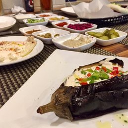 Grilled eggplant with salads Grilled eggplant with salads