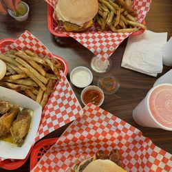 Porky's Burgers & Wings - Lemon Pepper Wings, Bacon Cheeseburger, and Hawaiian Burger