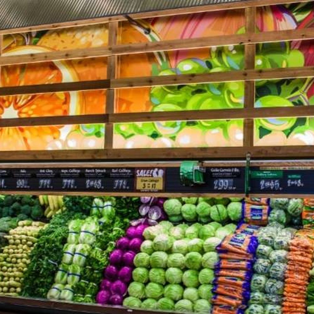 The section of the fresh produce.
