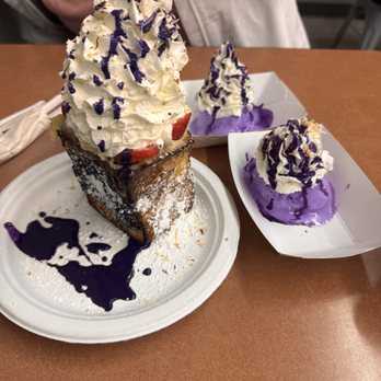 Button Up Cafe - U. Stuffed Ube Cheesecake French Toast with ube ice cream - Breakfast & Brunch Near Me - Pearl City, Hawaii