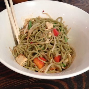 Toss Noodle Bar - Spinach noodles with Thai sauce and tofu. A bit oily - Asian Fusion Near Me - Berkeley, California Toss Noodle Bar - Spinach noodles with Thai sauce and tofu. A bit oily - Asian Fusion Near Me - Berkeley, California