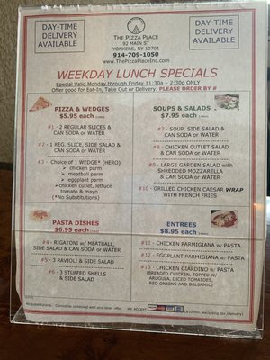 Menu photo 1 The Pizza Place Yonkers, NY Menu photo 1 The Pizza Place Yonkers, NY