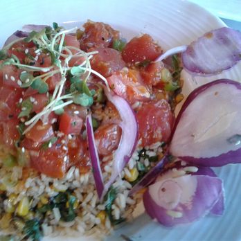 California Fish Grill - Poke Grain Bowl w/ HUGE slices of onion? - Seafood Near Me - Riverside, California