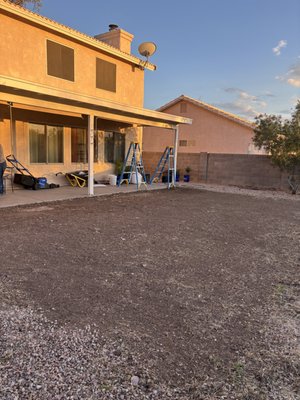 Grass Removal Services - We were recently hired to completely remove the grass and all existing irrigation from a customer’s yard. After completing the job efficiently and leaving the area clean and prepped, the customer was so pleased with the results that they invited us back to finish the transformation. We returned to lay decorative rock over the bare ground, giving the space a clean, low-maintenance finish. The transformation was a success, and the client couldn’t be happier!
Looking to upgrade your outdoor space? Whether it’s grass removal, irrigation work, or a full landscape makeover, we’ve got you covered. Contact us today for a free quote! Grass Removal Services - We were recently hired to completely remove the grass and all existing irrigation from a customer’s yard. After completing the job efficiently and leaving the area clean and prepped, the customer was so pleased with the results that they invited us back to finish the transformation. We returned to lay decorative rock over the bare ground, giving the space a clean, low-maintenance finish. The transformation was a success, and the client couldn’t be happier!
Looking to upgrade your outdoor space? Whether it’s grass removal, irrigation work, or a full landscape makeover, we’ve got you covered. Contact us today for a free quote!