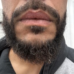 The Sports Barbershop - Mustache corners that go to the beard were cut  back too far