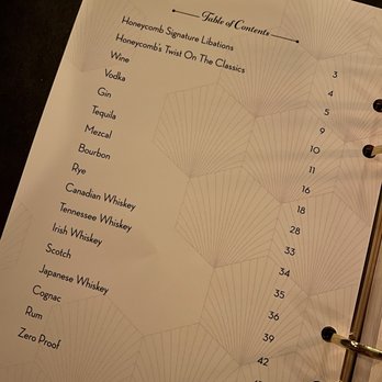 Honeycomb Cocktail Lounge - Table of Contents lol I ain't taking a pic of every page ok! - Cocktail Bars Near Me - Livermore, California Honeycomb Cocktail Lounge - Table of Contents lol I ain't taking a pic of every page ok! - Cocktail Bars Near Me - Livermore, California