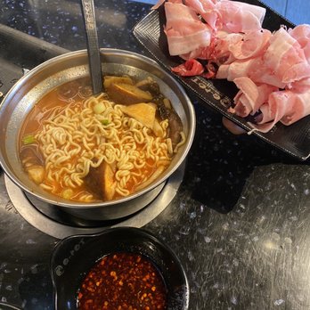Q-POT - Spicy tofu soup, chili oil, pork belly - Korean Near Me - San Jose, California Q-POT - Spicy tofu soup, chili oil, pork belly - Korean Near Me - San Jose, California