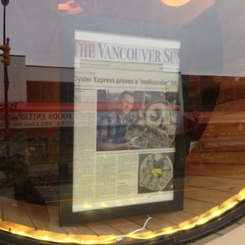 Oyster Express - Vancouver Sun article in window~ - Seafood Near Me - Vancouver, British Columbia