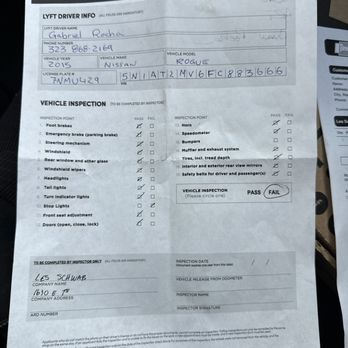 Les Schwab Tire Center - The inspection form that says it only needed the stop light fix and the tires have passed - Tires Near Me - Beaumont, California Les Schwab Tire Center - The inspection form that says it only needed the stop light fix and the tires have passed - Tires Near Me - Beaumont, California