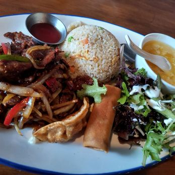 Cafe Wang - Mongolian Beef Combination Plate - Dim Sum Near Me - La Verne, California
