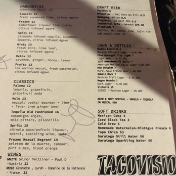 Tacovision - Drinks menu - Tacos Near Me - New York, New York Tacovision - Drinks menu - Tacos Near Me - New York, New York