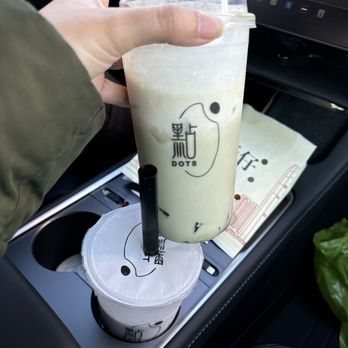 Dots Boba - Matcha Ice Milk Cream Foam and Taro Sago - Bubble Tea Near Me - San Francisco, California