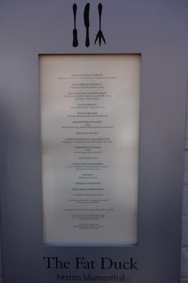 Menu photo 5 The Fat Duck Berkshire, WNM