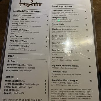 Pignetti's Waco - Drink menu - Italian Near Me - Waco, Texas