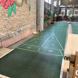 One of the deck shuffleboard lanes.
