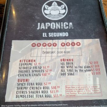 Japonica - El Segundo - Happy Hour Menu (June 2025) - Sushi Bars Near Me - El Segundo, California Japonica - El Segundo - Happy Hour Menu (June 2025) - Sushi Bars Near Me - El Segundo, California